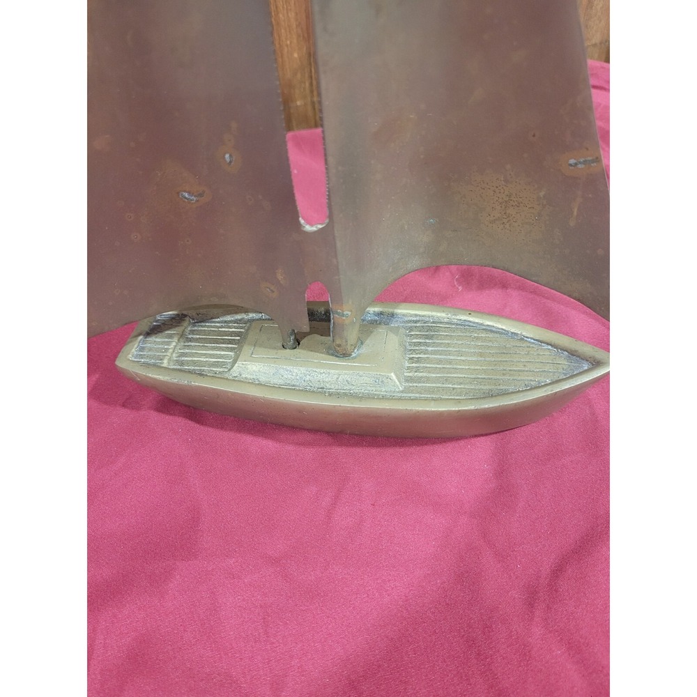 Vintage Brass Sailboat Figurine 13x8 inches - Picture 10 of 12